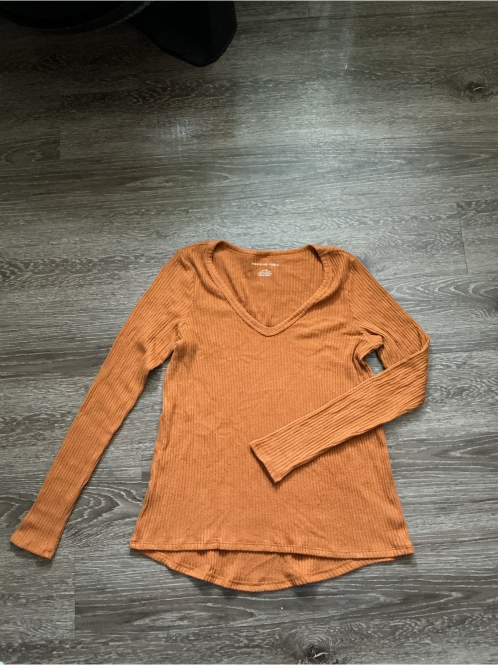 WOMEN TOPS V-Neck Ribbed Long Sleeve Top